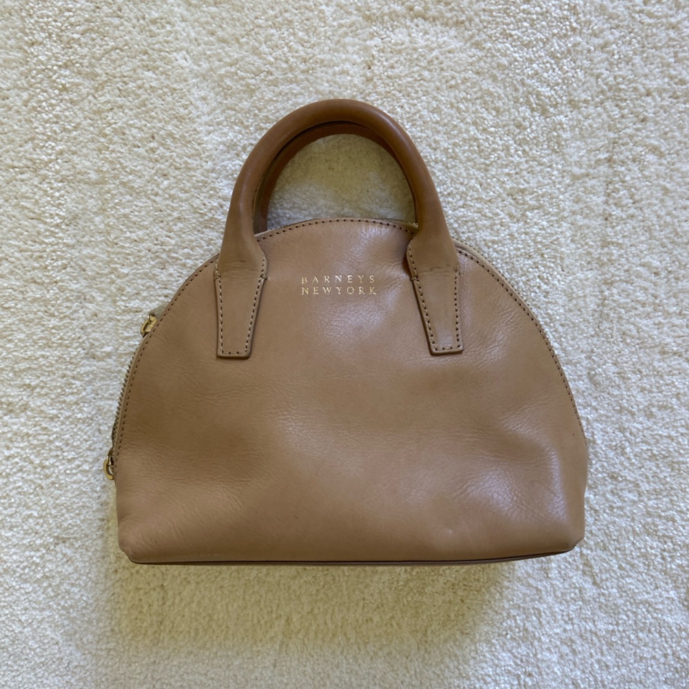 Barneys New York Tan Small Bag with Structured Design